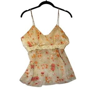 4 U Design Vintage 90s Y2K Babydoll Top Fairy Coquette Whimsical Floral Size L